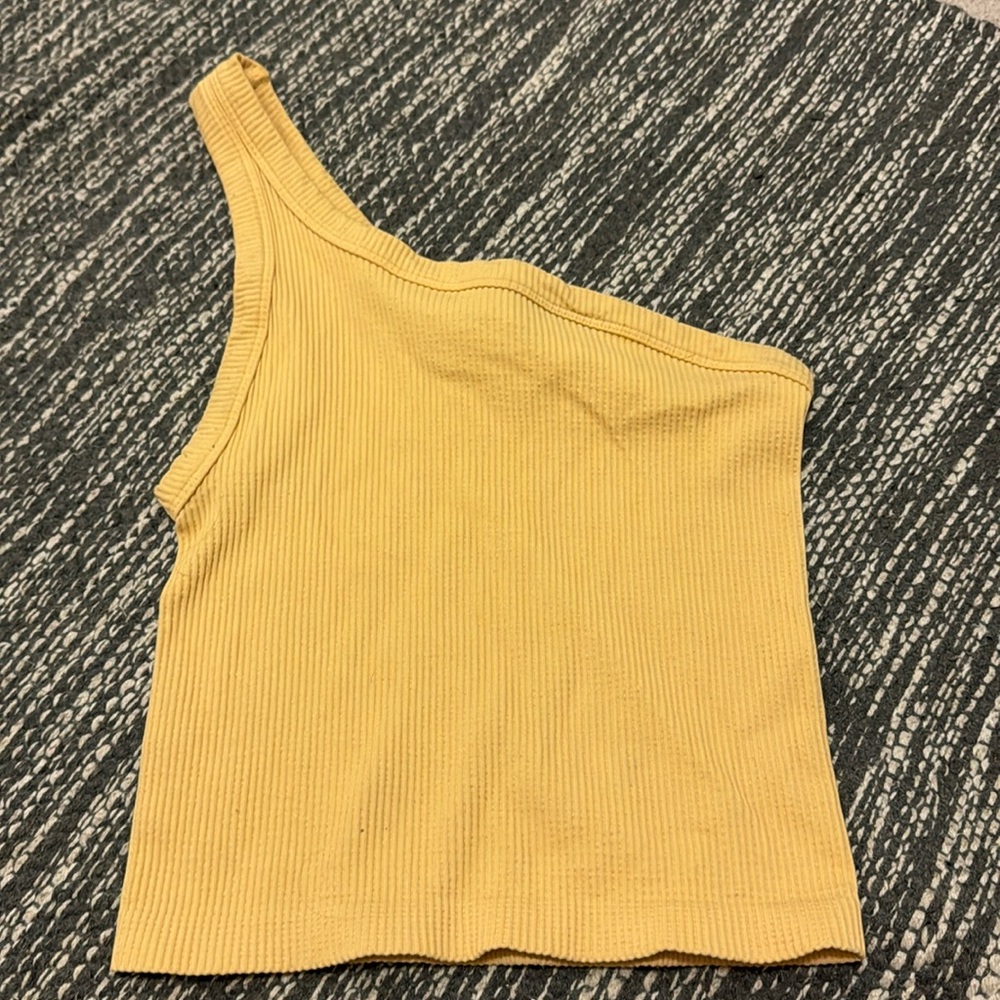 Nikibiki Yellow One Shoulder Ribbed Tank
